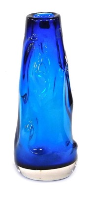 A Whitefrairs blue knobbly glass vase, of tapering form, 24cm high.