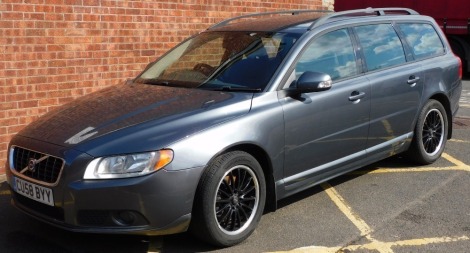 A Volvo V70 estate 2.4D SE, registration CU58 BYY, diesel, grey, recorded mileage 131000, MOT until 4th September, V5 present.