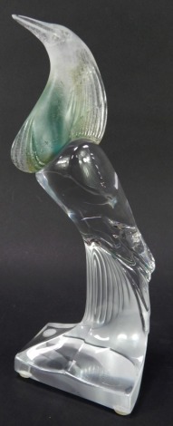 A Daum France frosted and clear glass sculpture, modelled as a bird of paradise, signed, 31cm high.