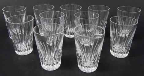 A set of eleven Waterford crystal Mara pattern tumblers, 10cm high.