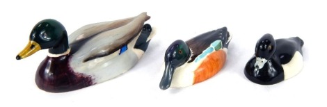 Three Beswick Peter Scott pottery ducks, comprising Shoveler, Tufted Duck and Mallard. (3)