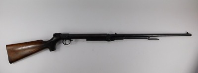 A BSA .22 calibre air rifle, The Lincoln Jeffries Patent, Birmingham Small Arms Company, No 7270, with walnut stock, and wheat sheaf trade mark engraved to stock, 108cm long. - 2