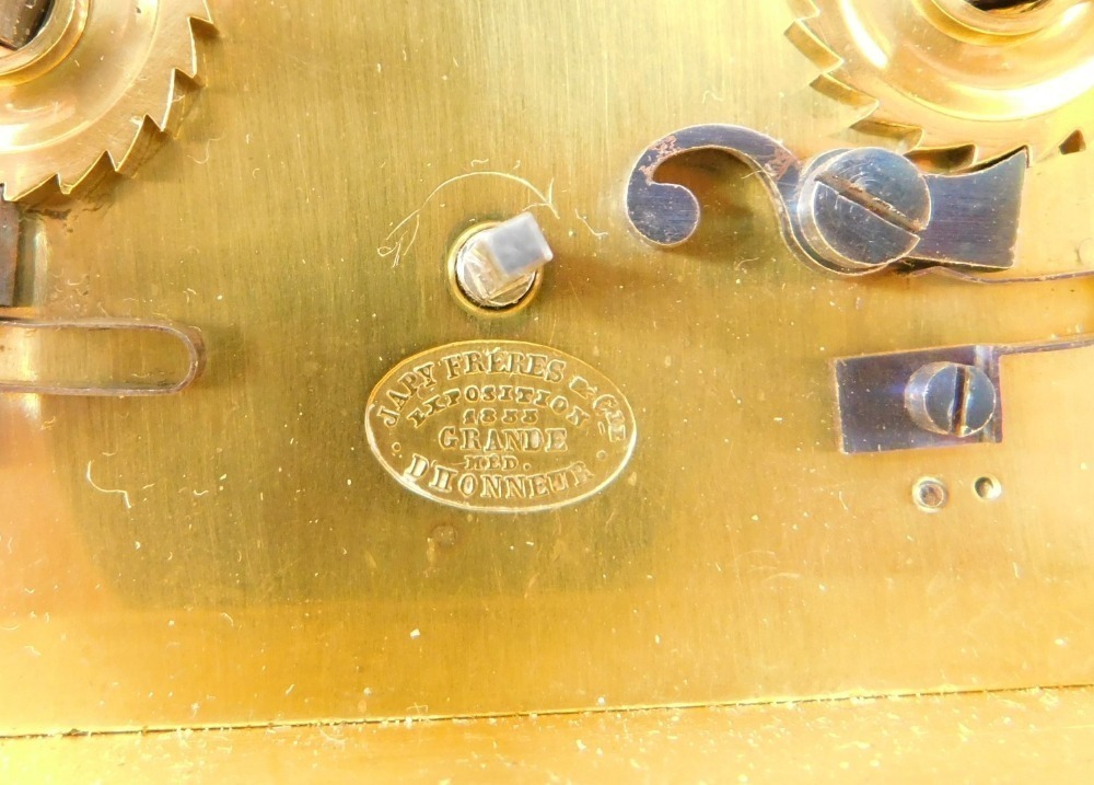 A late 19thC Japy Freres gilt brass repeating carriage clock