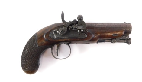 A 19thC Forsyth & Co small pistol with faceted barrel, engraved Forsyth & Co London, the mechanism stamped Forsyth & Co patent, with walnut handle etc, 17cm long.