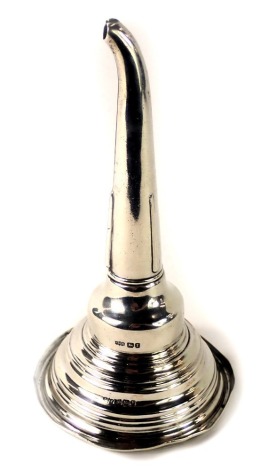 A George V silver wine funnel, of ribbed top, Sheffield 1934, 3.93oz. (AF)