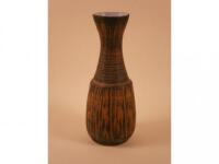 A Studio Pottery vase decorated in black and terracotta by Alan Brough of Deacon Pottery