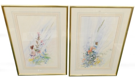 Paul Miller (20thC). Floral study, watercolour - pair, signed, 50cm x 30.5cm.