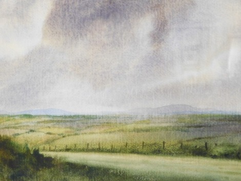 Edward Emerson (20thC). Country landscape, pastel, signed, 86cm x 51cm, label verso.