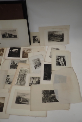 A folder containing various 19thC and later etchings. - 2