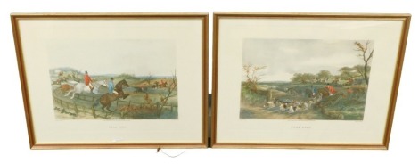 After William Shayer. Gone Away, Full Cry, two coloured hunting prints, 42cm x 55cm.