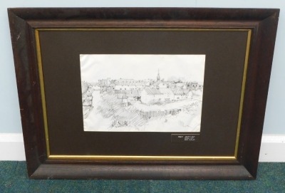 Walter Cockcroft. Millgate - Newark-on-Trent, pencil drawing, signed, titled and dated November 1982, 28cm x 41cm. Label verso City of Nottingham Castle Museum - Local Artists Exhibition. - 2