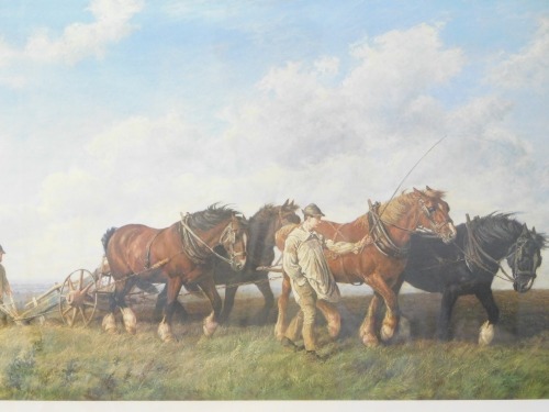 Luke Sykes. Ploughing scene, oil on board, 29cm x 40cm.