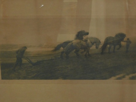 After Herbert Dicksee. The Last Furrow, print, 22cm x 57cm.