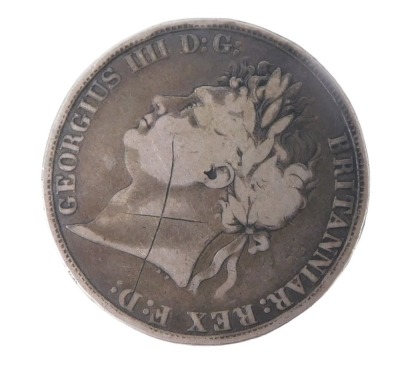 A George IV silver five pound coin dated 1822. - 2