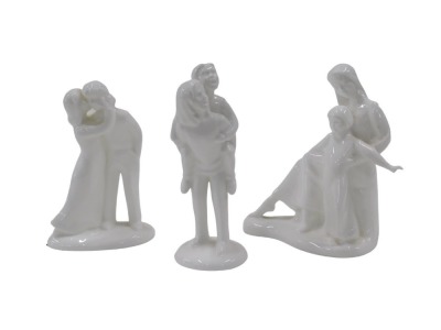 Three Royal Doulton Images figures, comprising Playmates, First Kiss, and Mother/Daughter, the largest 19cm high. (3)