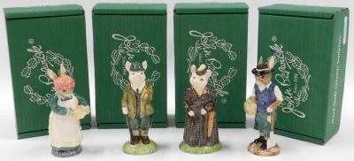 Four John Beswick Sinclairs figures, comprising Gardener Rabbit ECF12, Lady Pig ECF11, Gentleman Pig ECF10, and Mrs Rabbit Baking ECF13, the largest 13cm high, boxed. (4) - 4