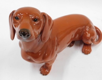 A large Beswick dachshund, stamped to underside, 30cm wide. (AF) - 3