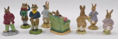 Six Peter Rabbit figures, comprising Peter in Watering Can, Mrs Rabbit and Peter, Mrs Rabbit and Peter mini figurine, Peter Carrying Sticks mini figurine, Peter Ate Some Radishes, and Peter Rabbit Posting a Letter, the largest 7cm high and four Bunnykins - 2