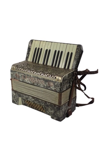 A German La Davina piano accordion, with marbled and plated decoration, in fitted box. (box AF)