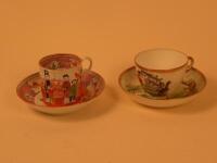 A 19thC Minton cup and saucer decorated with oriental figures within a landscape