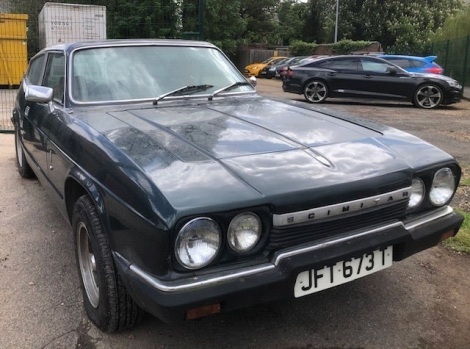 A 1979 Reliant Scimitar GTE E ODVE two door saloon, registration JFW 673T (ignore front plates in image), 294cc petrol, manual, green, beige and tan interior, odometer showing 7982, mileage stated as at last MOT 6,988 on 1st November 2017, last MOT expire