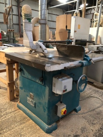 A Wadkin Bursgreen table rip saw, and bench.