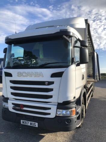 A Scania G320 Euro 6 curtain side lorry, registration WX17 WUG, 549,689 recorded kilometres as at 15th August. (NB. Outstanding finance will be cleared by the liquidator giving full title to the buyer)