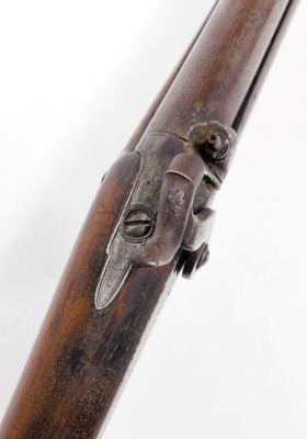 A Sherwood Rangers short barrel flintlock rifle, brass mounted trigger guard marked No 1, with Sherwood Rangers engraved to side plate, overall length 84cm, barrel length 43.5cm. - 4