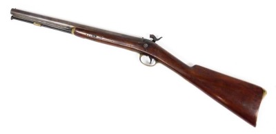 A Sherwood Rangers short barrel flintlock rifle, brass mounted trigger guard marked No 1, with Sherwood Rangers engraved to side plate, overall length 84cm, barrel length 43.5cm. - 5