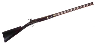 A Single barrel percussion rifle, unmarked, overall length 119 cm, barrel length 79 cm.