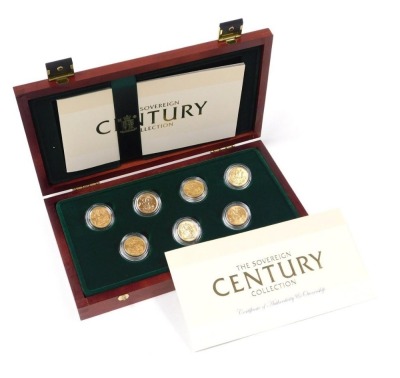 A Sovereign Century Collection of seven 22ct gold gold sovereigns, boxed with certificate, comprising 1901, 1909, 1925, 1931, 1966, 1974 and 2000, approximately 56g.