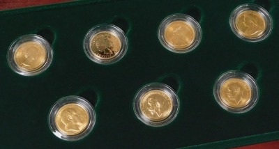 A Sovereign Century Collection of seven 22ct gold gold sovereigns, boxed with certificate, comprising 1901, 1909, 1925, 1931, 1966, 1974 and 2000, approximately 56g. - 2