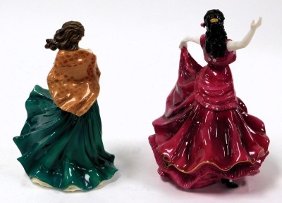 Two Royal Worcester porcelain figures, comprising Cathy, Ladies Of Literature, the special gold edition, limited edition 500 for Compton & Woodhouse, and a Fandango, limited edition 2950 for Compton & Woodhouse. (2) - 2