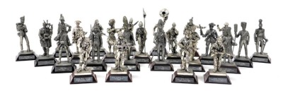 A group of Royal Hampshire pewter figures, sculpted by R Hardy, comprising foot soldiers from the Napoleonic era through to WWII. (25)