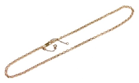 A belcher link neck chain, on a lobster claw clasp, stamped 375, 4.4g.