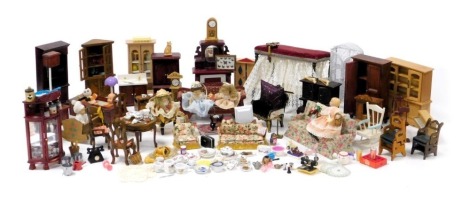 A group of doll's house furniture, dolls and accessories. (a quantity)