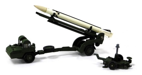 A Dinky Supertoys Missile Erecting Vehicle, with Corporal Missile and Launching Platform, number 666, boxed.