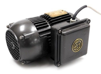 A Marelli asynchronous electric motor, class E, number 79838, 220volts, 1400hz, 31cm wide.