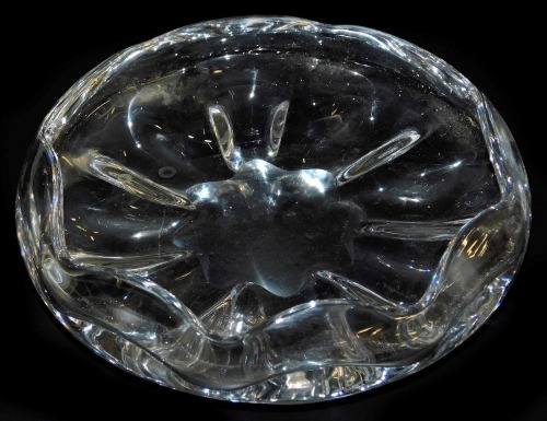 An Orrefors cut glass bowl, of circular wavy form, number 2592, etched mark.