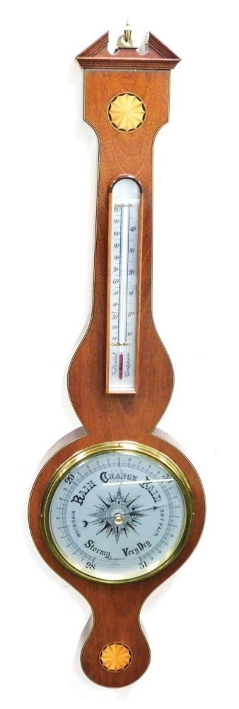 Young Barometer A Georgian style mahogany cased wheel barometer by Rapport of London ...