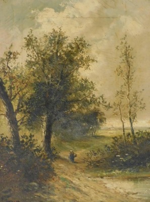 George Perrin (British late 19thC). Country landscapes, a pair, oil on canvas, signed, 29.5cm x 21.5cm. - 2