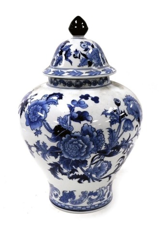 A Spode pottery Statements jar and cover, decorated in The British Flowers pattern, limited edition 750, printed marks, 43cm high.