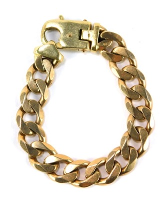 A 9ct gold flat link gentleman's bracelet, with lobster clasp, marked 375, 113.3g.