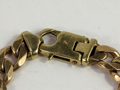 A 9ct gold flat link gentleman's bracelet, with lobster clasp, marked 375, 113.3g. - 2