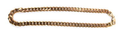 A 9ct rose gold flat curb link necklace, with lobster clasp, marked 375, 76.3g.