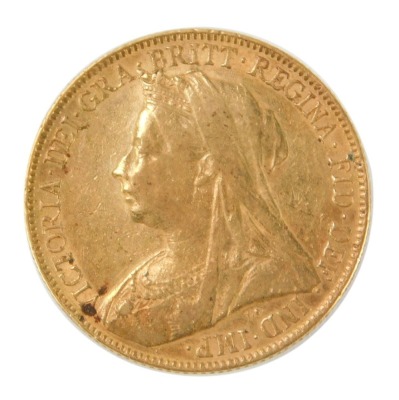 A Queen Victoria full gold sovereign, dated 1893, 8g, in leather case.