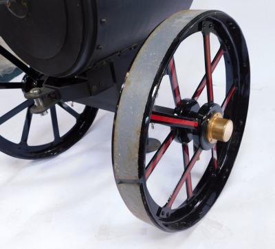 House of Douglas Collection. Cold riveted steel steam BBQ or log burner, modelled as a steam traction engine, approx 205cm high, 95cm wide, 96cm deep.  NB. Listed in HoD catalogue at £4,950. - 3