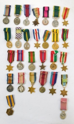 A group of miniature medals, to include Atlantic Star, Burma Star, Air Force medal, Distinguished Flying medal, Natal Rebellion medal, Mercantile Marine War medal, etc. - 2