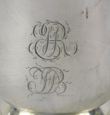 A Victorian silver Christening cup, bearing the initials GHR and DB, maker JW, London 1858, 7.5cm high, 3.27oz. - 2