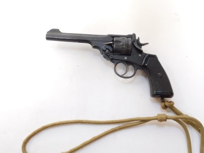 A Webley .455 revolver, with 6" barrel, serial number 239016, with deactivation certificate number 177689 dated 11/0723.